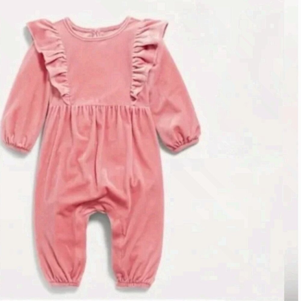 Coral Ruffled Baby Romper
